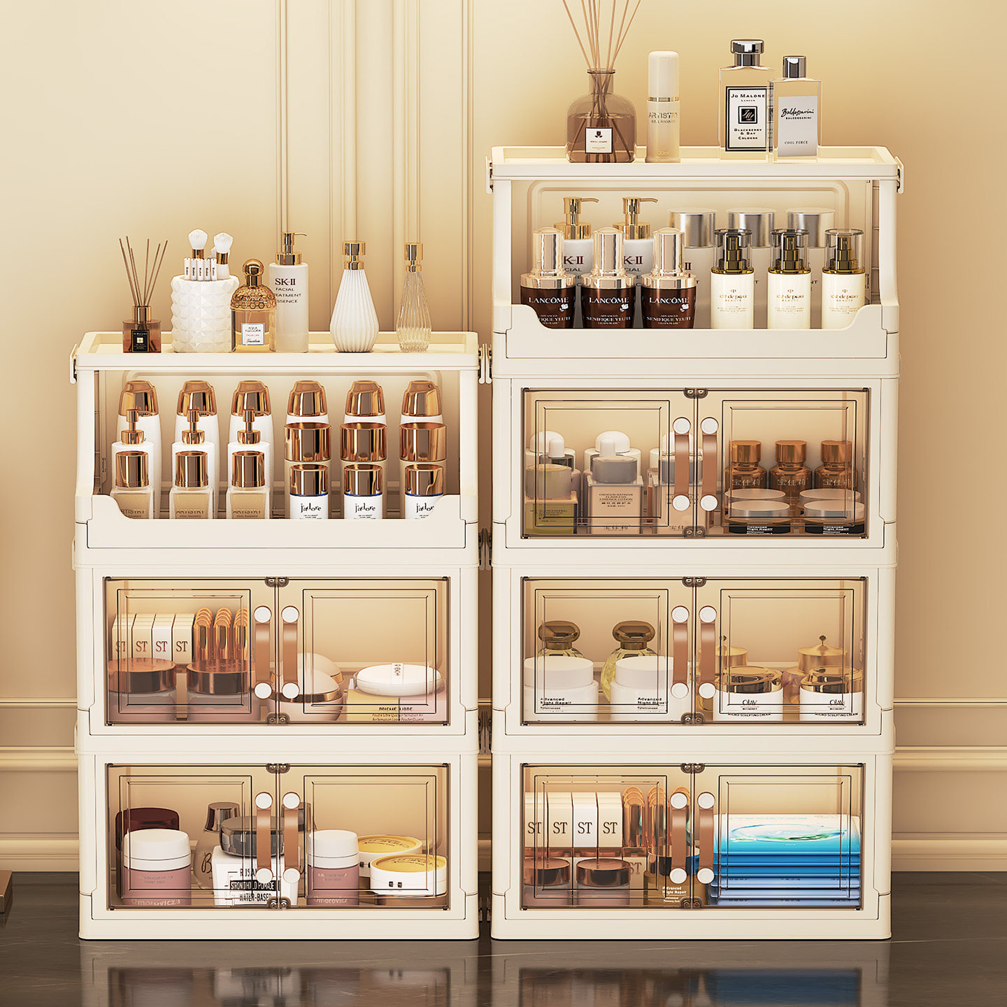 Luxury Skincare Organizer - Çok Katmanlı Masaüstü Cilt Bakım Ürünleri