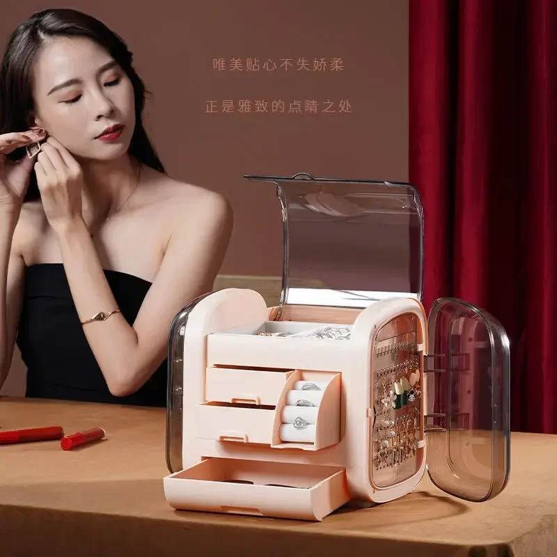 Luxury Skincare Organizer - Lüks LED'li Kozmetik Çantası, HD Aynalı