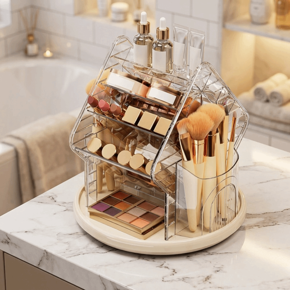 Dönen Masaüstü Kozmetik Düzenl - Luxury Skincare Organizer incelemesi ve fiyatı